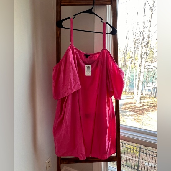 torrid Dresses & Skirts - Torrid Women's Plus 5X Pink Mini Challis Cold Shoulder Trapeze Dress New